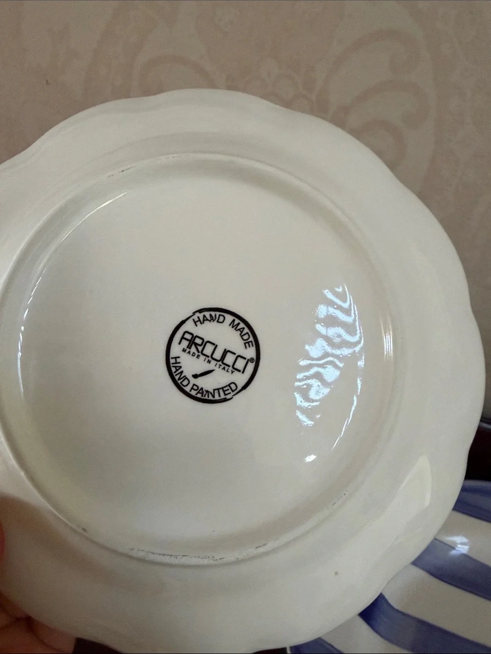 Italian hand made Striped Ceramic plate/ bowl